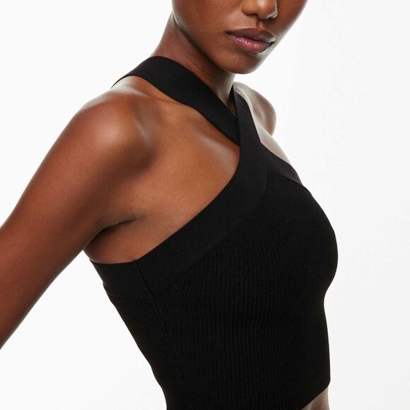 Aritzia Babaton Sculpt Rib-knit cross-front halter top - Picture 2 of 9